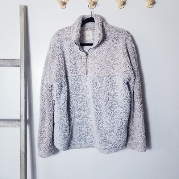 THREAD & SUPPLY BROWN AND BLACK UNDERTONE SHERPA PULLOVER WITH POCKETS SIZE L - Picture 1 of 12